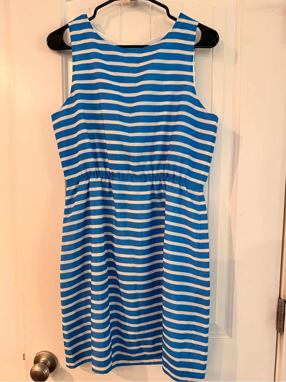 J.Crew Blue & White Striped Sleeveless Elastic Waist Lined Dress